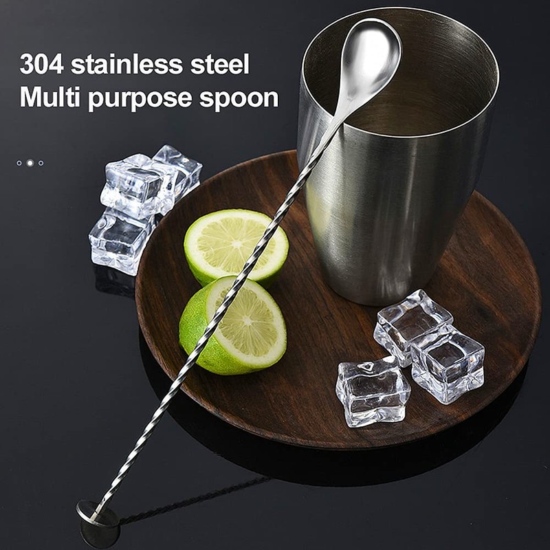 HJUWANG 2 Pack Bar Long Handle Spoons Stainless Steel Bartender