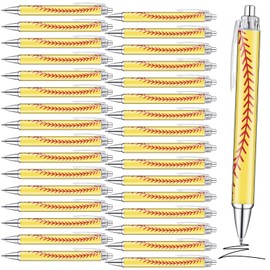 Thenshop 40 Pcs Volleyball Softball Football Ballpoint Pens Comfortable Writing Pens Black Ink Cute Pens Novelty Pen Retractable Journaling Pens for Adults Office(Softball)