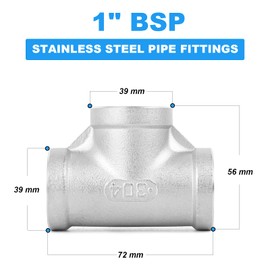 ERGAOBOY 2 Pcs 1" x 1" x 1" BSP 3 Way Connector Female Pipe Fittings 304 Stainless Steel Tee Pipe Fittings