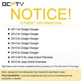 OCPTY 2X Flip Key Entry Remote Control Entry Remote key Fob Transponder Key for 11 12 13 14 15 16 for Chrysler 300 for Dodge for Charger for Jeep for Grand Cherokee M3N32337100 M3N40821302 56046759