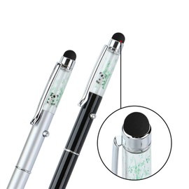 Panda Gifts - Glovion Panda Pen Stylus Pen - 3-in-1 Light up Panda & Capacitive Stylus & Retractable Ballpoint Pen for All Capacitive Touch Screen Devices – 2 Pack (Black, Silver)