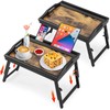 2 Pack Bed Tray Table with Adjustable Legs Breakfast Trays