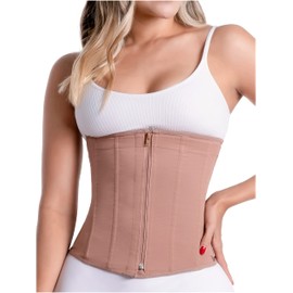 Sonryse 023ZL Fajas Colombianas Reductoras y Moldeadoras Open Bust Tummy Control Compression Waist Cincher Shaper for Women Mocha Large