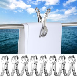 Hushee 8 Pack Marine Boat Rail Towel Clips Storm Proof Metal Large Clips Pontoon Boat Towel Organizer Heavy Duty Clothes Pins Outdoor Laundry for Beach Pontoon Fishing Cruise Travel