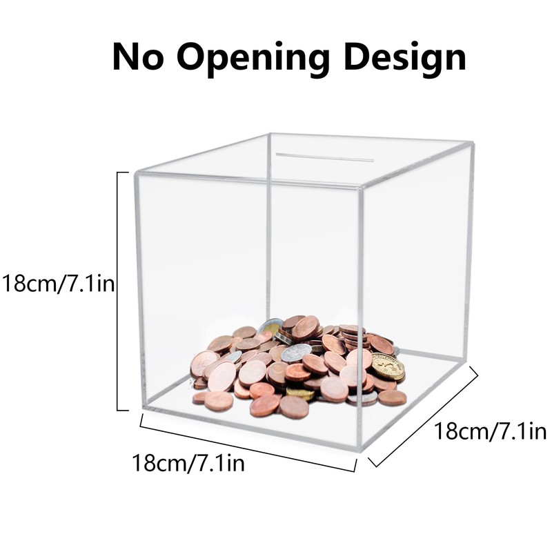 Acrylic Piggy Bank Break to Open Square Money Box for