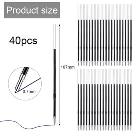 DHWEKU Pack of 40 ballpoint pen refills, retractable pen refills, ballpoint pen refills, ballpoint pen, 107 mm in length, compatible with most retractable pens, blue 0.7 mm