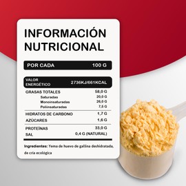 Organic Egg Yolk Powder (350 g) | Ecological Yolks from Free Range | Pasteurised & Gluten Free | No Additives | Lactose Free | Zip Bag Packaging