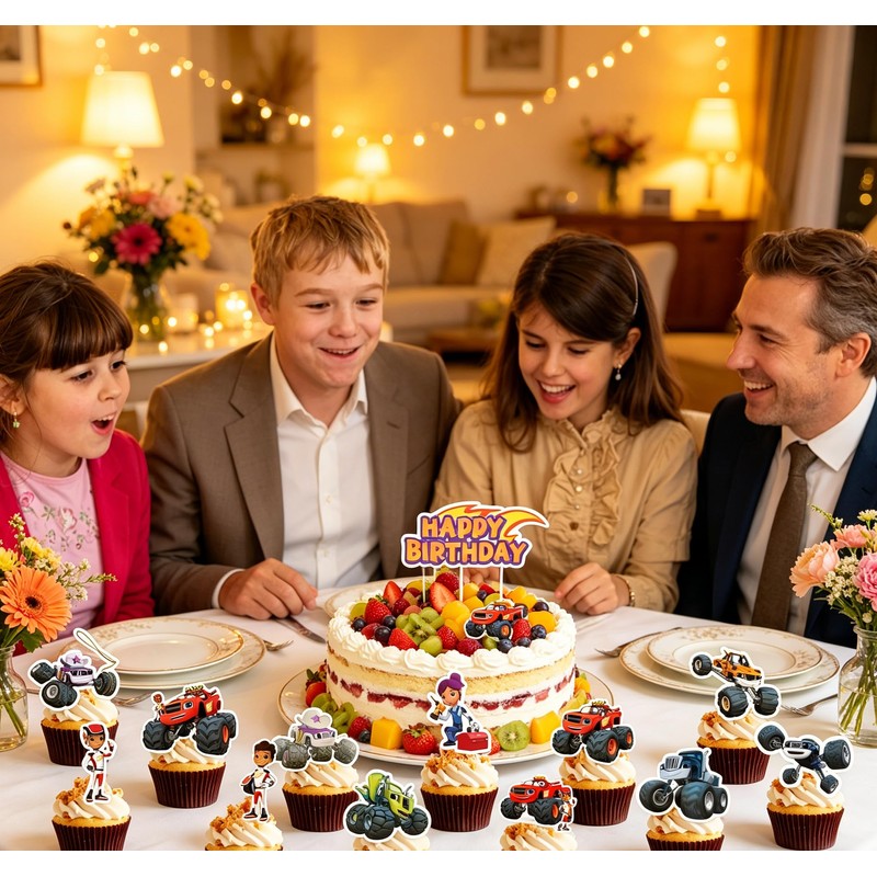 Blaze - Decorazione per torta, 25 pezzi, Blaze e mostri,