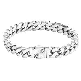 SytsLNKXXX Cuban Link Chain Bracelet for Men- 316L Stainless Steel 9/10MM Width Fashion Pattern Snap Button Hip Hop Jewelry,Two Style Cuban Bracelets 18K Gold Plated/Stainless Steel with flannel bag