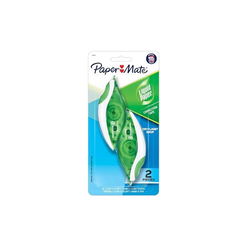Liquid Paper DryLine Grip Clear Dispenser Correction Film, 2 Pack
