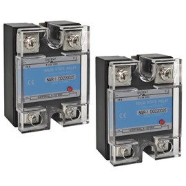 SSR-25DD Solid State Relays (Pack of 2) - DC 3–32V Input, DC 5–200V Output, 25A Single Phase for Industrial Automation & Temperature Control