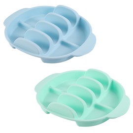 Silicone Taco Plate Holder Set of 2, Reusable Serving Tray with Dividers Dishwasher & Microwave Safe Holder Stands for Soft and Hard Tacos