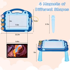 Eucomir Magnetic Drawing Board,Magna Doodle Board Kids for Girls Boy Gifts,4 Color Erasable Drawing Board for Toddlers with Magnetic Stamps and 1 Capacitive Stylus Pen,Kids Educational Toys, Sky Blue