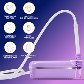 Picmondoo - E-Painter for Diamond Painting - Purple - Wireless Diamond Painting Pen with Vacuum Pump - Diamond Painting Accessories for Setting AB Stones without Wax - Diamond Painting Pen