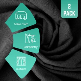 ZUPERIA Black Drop Cloth (4 x 15 Feet - Pack of 2) - Pure Canvas Drop Cloth for Painting, Curtains & Floor Protection Washable & Reusable Tightly Woven Paint Cover for Multipurpose use