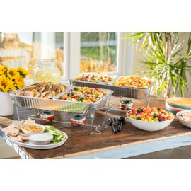 Sterno Disposable Chafing Dish Buffet, Set of 3 Full-Size Chafing Dishes for Buffet, 6 Sterno Fuel Cans (2.25hr), 6 Food Pans, 3 Water Trays, and Serving Utensils for Parties & Catering