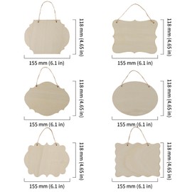 DAKFOOK 24 PCS Unfinished Blank Wood Signs, 6 Designs Wooden Hanging Plaques with String, Wood Craft Signs Natural Wooden Plaques for Painting, Home Decor, Christmas Ornaments