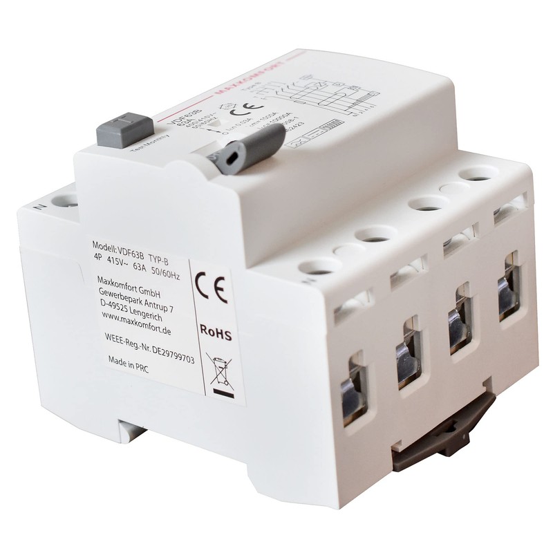 FI Circuit Breaker Type B 63A 30mA 4-Pin Residual Current