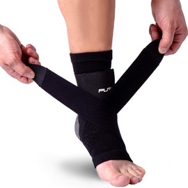 Pure Athlete Ultimate Ankle Support Brace – Compression Sleeve with Adjustable Straps for Extra Support – Running, Basketball, Soccer (Black - 1 Support, Medium)