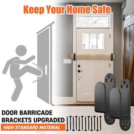 AMZFINE 2x4 Door Barricade Brackets Heavy Duty Upgraded Door Bar Holder Brackets for Home Security Suit for 2x4 Lumber Black 4PCS