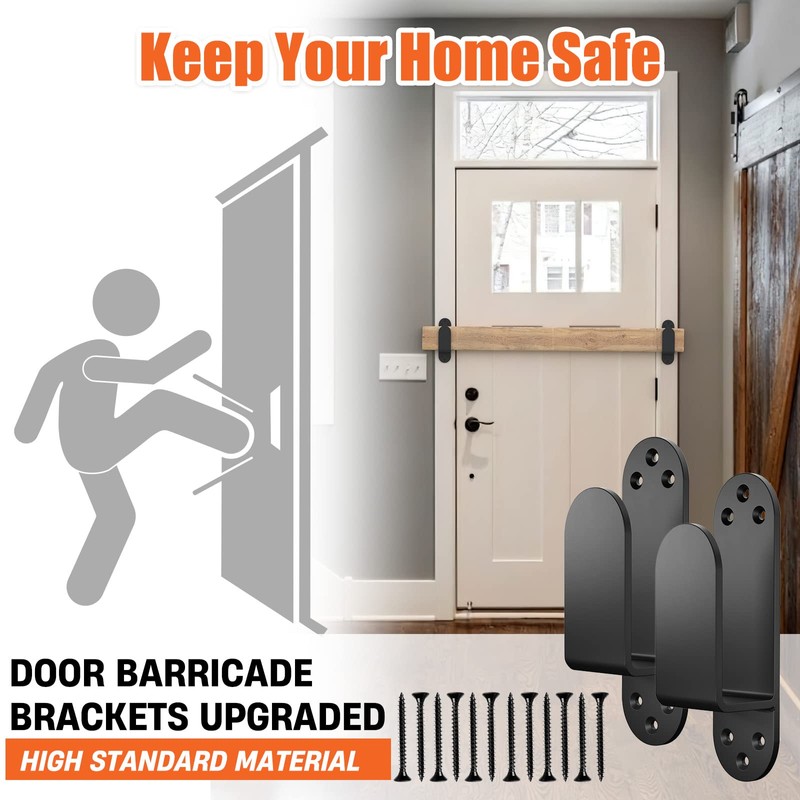 2x4 Door Barricade Brackets Heavy Duty Upgraded Door Bar Holder