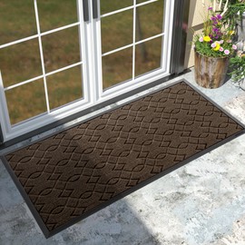 Yimobra Front Door Mats, Heavy Duty Water Absorbent Mud Resistant Easy Clean Entry Outdoor Indoor Rugs,Non Slip Backing, Exterior Mats for Outside Patio Porch Farmhouse, 47 x 24, Brown