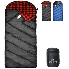 ShinHye Sleeping Bag for Adults 0 Degree Flannel Sleeping Bag Big and Tall Cotton Sleeping Bag Zero Degree Cold Weather Sleeping Bag XXL Camping (Black, 90"×35" Left Zip)