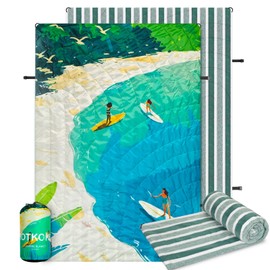 hotkoko Beach Towel,Lightweight Beach Blanket Sand Free Compact Towels Quick Dry Absorbent for Swimming Pool Camping Accessories