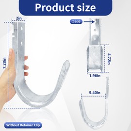 AOIGU 10 Pcs 4" Wall Mount J-Hooks,Galvanized Steel Cable Support J Hook,Heavy Duty Metal Garage Hook Hangers for Hanging and Wire Management