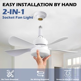 Ceiling Fans with Lights and Remote, 25 Inch Quiet Ceiling Fans with 5 Blades, LED Dimmable, 6 Speed Low Profile Ceiling Fan with Light for Bedroom, Garage, Kitchen, Living Room, Indoor (White)
