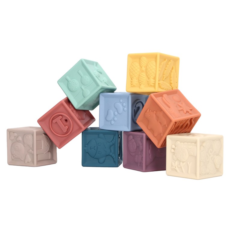 9pcs Baby Blocks Toy Soft Squeeze Chewing Educational Toddler Stacking