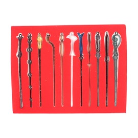 Keychain Necklace Wand Set Alloy 11Pcs Magic Wand Sticks with Keychain Necklace for Kids Cosplay Performance
