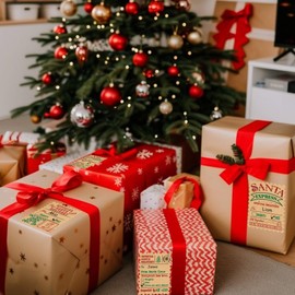 Christmas Gift Tags Stickers, Naughty or Nice Name Tags, Christmas Tags Stickers, Christmas Gift Stickers, Funny Kraft Christmas Labels Bulk for Presents Gifts(100 Pcs)