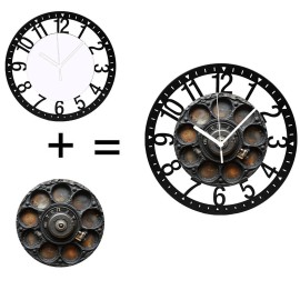 25cm Circular Iron Wall Clock with a Fisherman's Net and Buoysheet size: 10 inch, color: Black