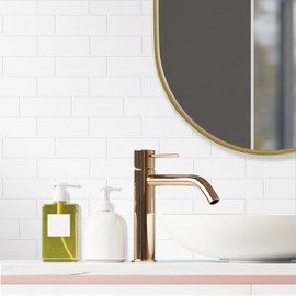 WALPLUS 20 Sheets Peel and Stick Kitchen Backsplash Tile Stickers Self Adhesive Stick on Subway Tile 12" x 6" Bathroom Splashback Water Heat Resistant 3D Wall Tiles Pure White Mosaic