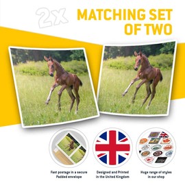 Square Stickers (Set of 2) 10cm - Cute Playful Foal Horse Pony Laptop Tablet Luggage Scrapbook #3282
