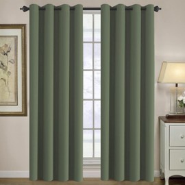 H.VERSAILTEX Blackout Curtain for Living Room Thermal Insulated Window Treatment Curtain Extra Long 84 inch Length Energy Saving Solid Grommet Top Blackout Drape, One Panel, Bronze Green, 52"W x 84"L