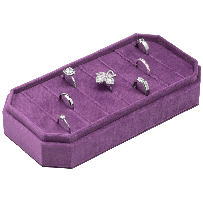 Velvet Ring Organizer Display Tray Jewelry Box Earring Holder Case