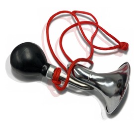 Metal Clown Horn | Retro Clown Horn | Metal Honking Horn | Clown Prop Horn | Loud Circus Bulb Horn | 6.5 Inches | Black/Silver