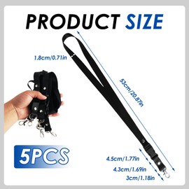Black Lanyards with Removable Lobster Clasp, Pack of 5, Imitation Nylon Lanyards for Office, School, Fairs, Suitable for Mobile Phones, Business Cards, Keys and More