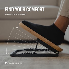 Adjustable Foot Rest for Under Desk at Work - Ergonomic Foot Rest Under Desk Foot Stool - 7 Adjustable Angles Wood Under Desk Footrest - Under Desk Foot Rest for Office Leg Rest - Natural