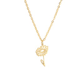 kkjoy Stainless Steel Birth Month Flower Necklace 12 Months Birthday Flower Pendant Necklace Best Friend Necklace Jewellery for Women Girls, 45 + 5 inches, Stainless Steel, No Gemstone