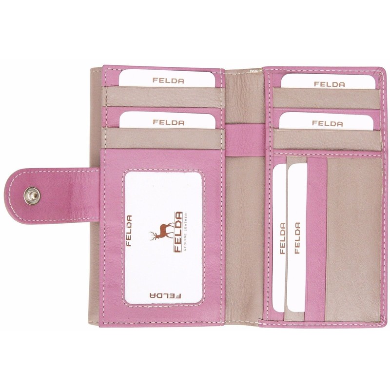 Felda Womens Genuine Soft Leather Clutch Wallet - RFID Protection