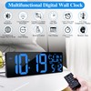 Large Digital Wall Clock with Remote Control 17.2" LED Large