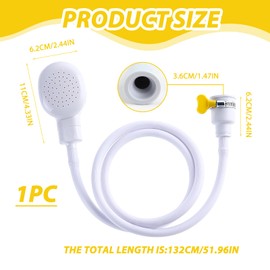 Bath Single Tap Shower Attachment Push on Rubber Shower Hose for Taps Washing Hand Held Portable Pet Dog/Cat Shower Hair Washing for Bathroom Washing Dresser Kitchen Sink Mixer Tap (1.3m,White)