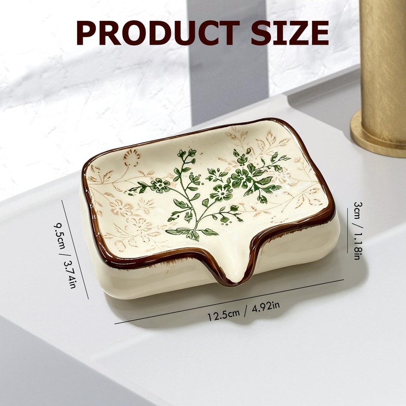 Ceramic Non-Slip Soap Holder with V-Drainage