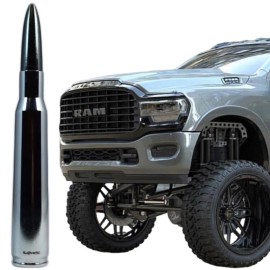 VMS CHROME BULLET ANTENNA WITH GUNMETAL TIP FOR DODGE RAM FITS ALL SCREW ON ANTENNAS