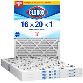 Clorox 16x20x1 Air Filter, MERV 11 Pleated HVAC AC Furnace Air Filters, MPR 1000 & FPR 7 – Pack of 4