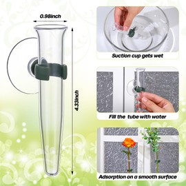 10 Pcs Window Propagation Stations Suction Cup Plastic Plant Propagation Tubes 4.33'' H x 0.98'' W Floral Water Tubes Easy to Install Clear Plant Wall Hanging Terrarium Gifts for Plant Flower Lovers