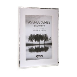 Kenro Avenue Silver Plated Photo Frame 8x6 Inch / 15x20cm with White Mat for Photo 6x4 Inch / 10x15cm - AVE1015S